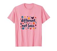 Mensaje Diferente No Menos de Inclusión de Educación Especial Camiseta, Hombre, Rosado, L