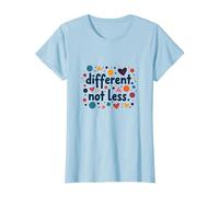 Mensaje Diferente No Menos de Inclusión de Educación Especial Camiseta, Mujer, Azul Bebé, M