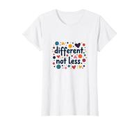 Mensaje Diferente No Menos de Inclusión de Educación Especial Camiseta, Mujer, Blanco, 3XL