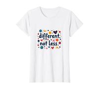 Mensaje Diferente No Menos de Inclusión de Educación Especial Camiseta, Mujer, Blanco, XXL