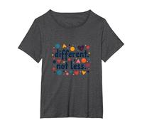 Mensaje Diferente No Menos de Inclusión de Educación Especial Camiseta, Mujer Tallas Grandes, Jaspeado Oscuro, 6XL Grande
