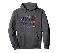 Mensaje Diferente No Menos de Inclusión de Educación Especial Sudadera con Capucha, Unisex para Adultos, Jaspeado Oscuro, M