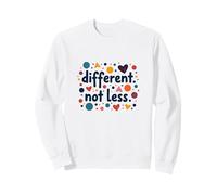 Mensaje Diferente No Menos de Inclusión de Educación Especial Sudadera, Unisex para Adultos, Blanco, L