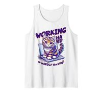 Mensaje en alemán Working Hard or Hardly Working Working Funny Cat Camiseta sin Mangas
