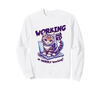 Mensaje en alemán Working Hard or Hardly Working Working Funny Cat Sudadera