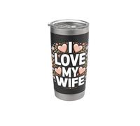 Mensaje floral de corazón I Love My Wife Vaso térmico de acero inoxidable de doble pared
