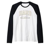 Mensaje Inspirador audaz de Aleluya luchado Duro Camiseta Manga Raglan