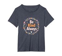 Mensaje Inspirador del Día de la Unidad Be Kind Always Camiseta, Mujer Tallas Grandes, Azul Jaspeado, 5XL Grande