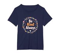 Mensaje Inspirador del Día de la Unidad Be Kind Always Camiseta, Mujer Tallas Grandes, Azul Marino, 2XL Grande