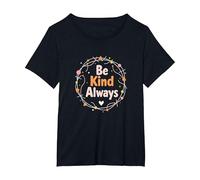 Mensaje Inspirador del Día de la Unidad Be Kind Always Camiseta, Mujer Tallas Grandes, Negro, 2XL Grande