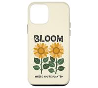 Mensaje motivacional de girasol, florece donde estás plantado Carcasa para iPhone 12 mini
