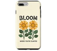 Mensaje motivacional de girasol, florece donde estás plantado Carcasa para iPhone 7 Plus/8 Plus