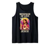 Mensajero del Amor Jesús Vibrante Vintage Christian Pop-Art Camiseta sin Mangas