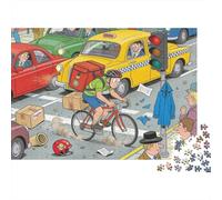 Mensajero en Bicicleta en el tráfico Urbano Puzzle De Madera Impermeable Puzzles De 1000 Piezas Regalos para Adultos Imposible Rompecabezas Juegos Desafiantes