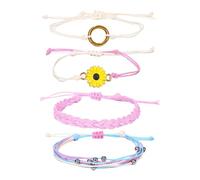 Mensajes genéricos 8 pulsera encantadores encantadores joyas pulsera para mujeres colores pulsera anillos, talla única, Algodón, No Gemstone