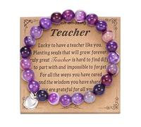 Mensajes Mensaje Para Pulsera Anillos Regalos del Día del Maestro Natural con Colgante Pulseras Regalos de Apreciación para Pulsera de Joyería Ancho Hombre Pulsera Rodonita Joyería, talla única, Metal