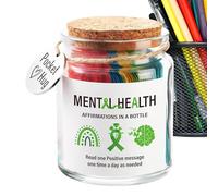 Mensajes positivos en un frasco: tarjetas de afirmación diaria para bienestar, motivación y del estrés | Jar de aliento con notas edificantes, regalo de autocuidado para ansiedad, salud mental,