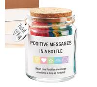Mensajes positivos en una botella - Pequeño tarro inspirador educativo | Tarro de mensaje de esperanza, botella de palabras amables, tarjetas de apoyo motivacionales para alivio del estrés y bienestar