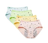 Menstrual Briefs For Teenage Girls Period Pants Protective Sport Underwear Stretchy Knickers Comfortable Cotton Panty Teenage Girls Multicolor Pack Of 4 Multicolor L