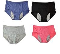 Menstrual Panty Women'S Cotton Knickers Teenage Girls First Starter Kit Heavy Flow Absorbent Leak Proof Underwear High Waist Briefs Pack Of 4 Multipack 5Xl