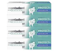 Mentadent Professional Protect+ Sensitivity - Pasta de dientes sensibles con minerales biológicamente compatibles y potasio, 4 botellas de 75 ml