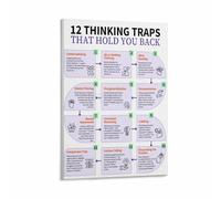 Mental Clarity Poster, 12 Common Thinking Traps Canvas Chart, Cognitive Behavioral Aid Wall Art for Office Home(Unframed,08x12inch(20x30cm))