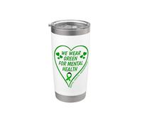 Mental Health Awareness 2026 We Wear Green For Mental Health Vaso térmico de acero inoxidable de doble pared
