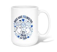 Mental Health Awareness Expressive Face Portrait Taza de café de cerámica | Conciencia de salud mental, taza de café, mensaje de apoyo emocional, arte minimalista, regalo significativo de la amistad