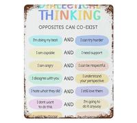 Mental Health Awareness Wall-Art Vintage Dialectical Thinking Quote on Distressed Tin Metal Sign Retro Home Office Decor 8 X 12 Inch