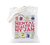 Mental Health Is My Jam - Bolsa de mano para terapeuta, consejero, concienciación sobre el cuidado personal, salud mental, importa, vibraciones positivas, regalo de bienestar, Salud mental, medium