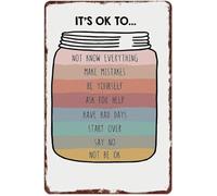 Mental Health Its OK To Affirmations Vintage Aluminum Sign for Bedroom Decor 8 X 12 in