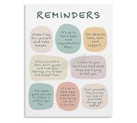 Mental Health Poster Positive Affirmations Self Care Motivational Wall Art Canvas Painting for Bedroom(Framed,16x24inch(40x60cm))