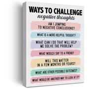 Mental Health Wall Art Challenging Negative Thoughts CBT Therapy Canvas Print for Office Counseling Therapy Room and Self Care(Framed,08x12inch(20x30cm))