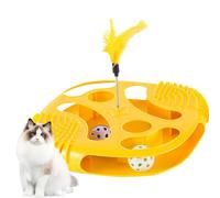 Mental Stimulation Toy For Cats, Cat Interactive Play Tray, Hollowed Play Balls, Sensory Play For Cats, Exercise Ball With Feather, Teaser Toy For Cats, Cat Teasing Feather Toy