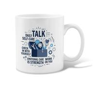 Mental Wellness - Taza de café de cerámica con cita de autocuidado (325 ml) | Tema de bienestar mental, taza para beber, cita motivacional, enfoque de atención plena, recordatorio de crecimiento personal