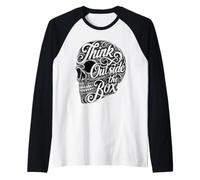 Mentalidad Creativa Piensa Fuera De La Caja Calavera Tipografía Camiseta Manga Raglan