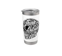 Mentalidad Creativa Piensa Fuera De La Caja Calavera Tipografía Vaso térmico de acero inoxidable de doble pared