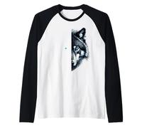 Mentalidad de Cara de Lobo Inspiradora Cara de Lobo de Aspecto Profundo Camiseta Manga Raglan