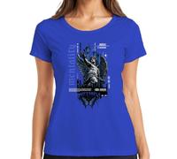 Mentality Butterfly Angel Statue Griegan Damen T-Shirt, azul, S