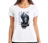 Mentality Butterfly Angel Statue Griegan Damen T-Shirt, Blanco, S