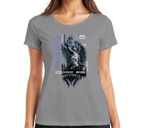 Mentality Butterfly Angel Statue Griegan Damen T-Shirt, gris, S