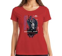 Mentality Butterfly Angel Statue Griegan Damen T-Shirt, rojo, S