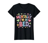 Mentally I'm In Bed Siesta cansada y soñolienta - Camiseta gráfica económica, Mujer, Negro, S