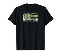 Mentalmente en el Ballpark Baseball Patriotic American Flag Camiseta gráfica económica, Hombre, Negro, L