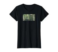 Mentalmente en el Ballpark Baseball Patriotic American Flag Camiseta gráfica económica, Mujer, Negro, L