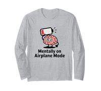 Mentalmente en Modo avión Divertido batería Baja Cerebro Caricatura Manga Larga