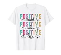 Mente Positiva, Vibraciones positivas, Cita de Vida Positiva Camiseta gráfica económica, Hombre, Blanco, L
