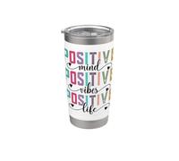 Mente positiva, vibraciones positivas, cita de vida positiva Vaso térmico de acero inoxidable de doble pared