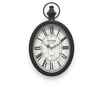 Menterry Pequeño Reloj de Pared Ovalado Retro, diseño Antiguo Antiguo, Estilo Vintage Negro, Funciona con Pilas, Relojes de Pared silenciosos para Cocina, Dormitorio, Granja, baño (28,5 cm de Alto x