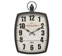 Menterry Reloj de Pared Rectangular Retro, Diseño Antiguo, Estilo Rústico Vintage, Relojes de Pared Silenciosos para Casa de Campo, Cocina, Oficina (Black Rectangle)